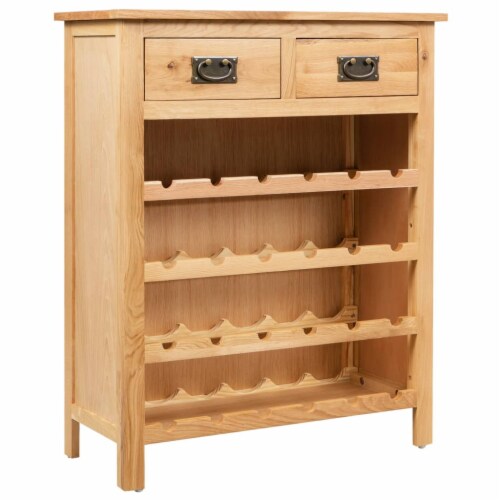 vidaXL Wine Cabinet 28.3 x12.5 x35.4 Solid Oak Wood Perspective: top