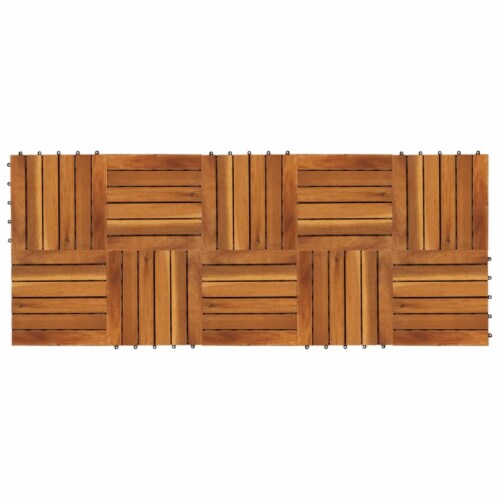 vidaxl 10 pcs Acacia Decking Tiles 11.8 x11.8 Vertical Pattern Perspective: top