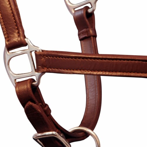 vidaXL Headcollar Stable Halter Real Leather Adjustable Brown Cob Perspective: top