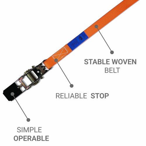 SafeStrap Orange 20ft Ratchet Straps - 3500lbs Capacity - Set of 4 Perspective: top