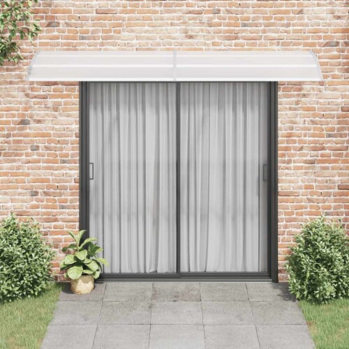 vidaXL Door Canopy Gray and Transparent 118.1 x31.5 PC Perspective: top