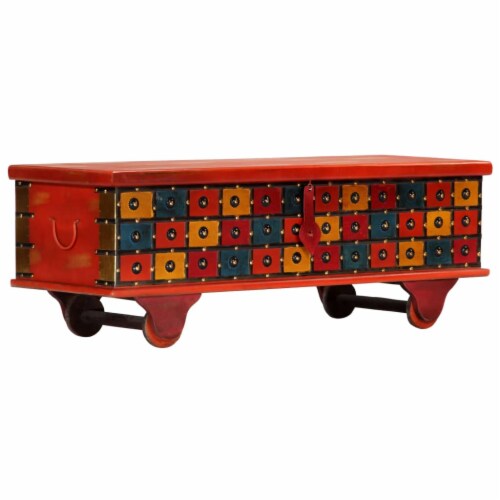 vidaXL Storage Box Red 43.3 x15.7 x15.7 Solid Acacia Wood Perspective: top
