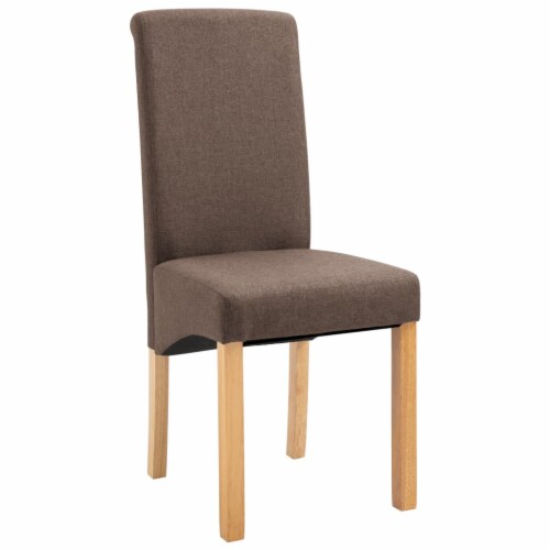 vidaXL Dining Chairs 2 pcs Brown Fabric Perspective: top