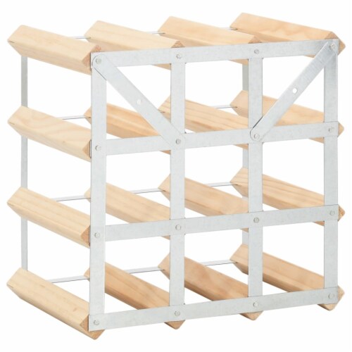 vidaXL Wine Rack for 12 Bottles Solid Pinewood Perspective: top