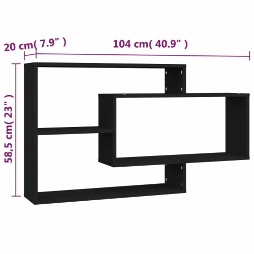 vidaXL Wall Shelves Black 40.9 x7.9 x23  Engineered Wood Perspective: top