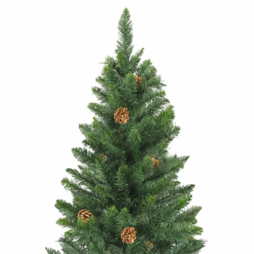 vidaXL Artificial Christmas Tree with Pine Cones Green 5 ft Perspective: top