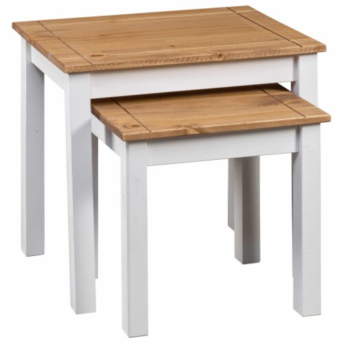 vidaXL Nesting Tables 2 pcs White Solid Pine Wood Panama Range 22