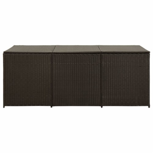 vidaXL Patio Storage Box Poly Rattan 70.9 x35.4 x27.6 Brown Perspective: top