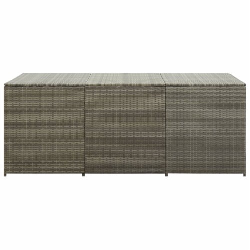 vidaXL Patio Storage Box Poly Rattan 70.9 x35.4 x27.6 Gray Perspective: top