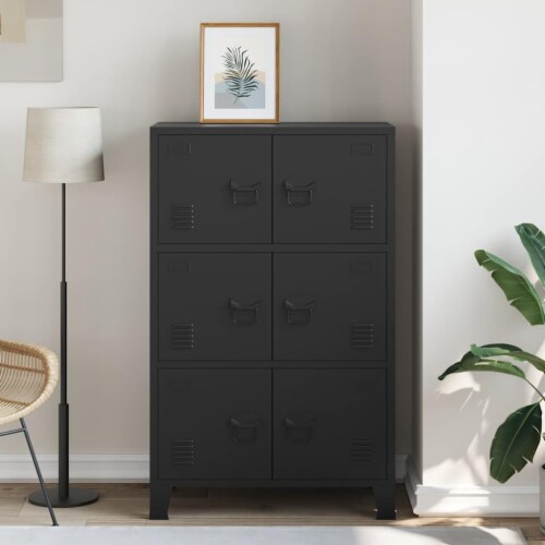 vidaXL Industrial Storage Chest Black 29.5 x15.7 x47.2 Steel Perspective: top