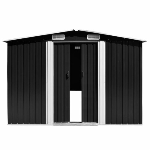 vidaXL Garden Shed Anthracite 101.2 x389.8 x71.3  Galvanized steel Perspective: top