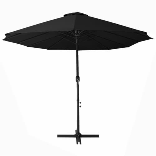 vidaXL Outdoor Parasol with Aluminum Pole 181.1 x106.3 Black Perspective: top