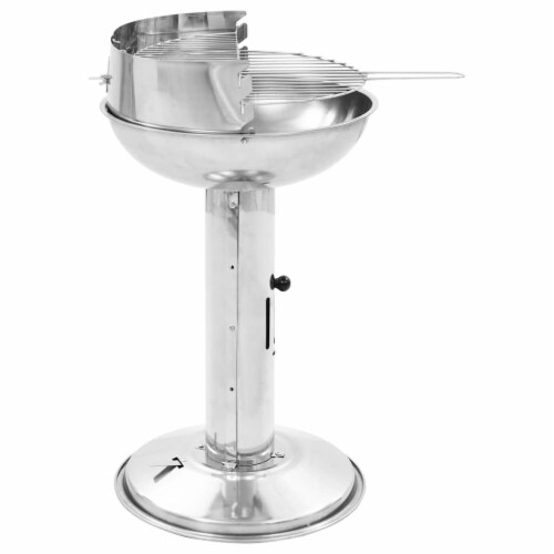 vidaXL Pedestal Charcoal BBQ Grill Stainless Steel Perspective: top