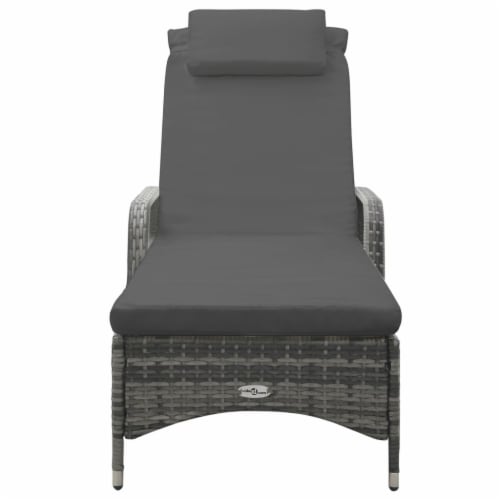 vidaXL Sun Lounger with Wheels Poly Rattan Anthracite 1 set