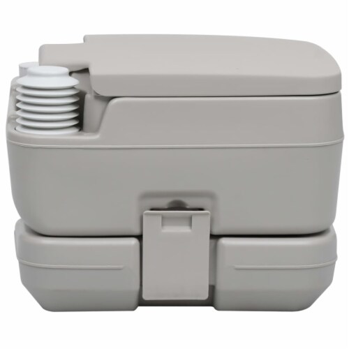 vidaXL Portable Camping Toilet Gray 2.6+2.6 gal Perspective: top