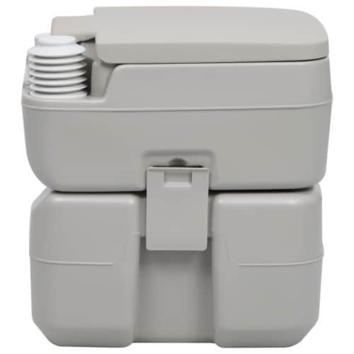 vidaXL Portable Camping Toilet Gray 5.3+2.6 gal Perspective: top