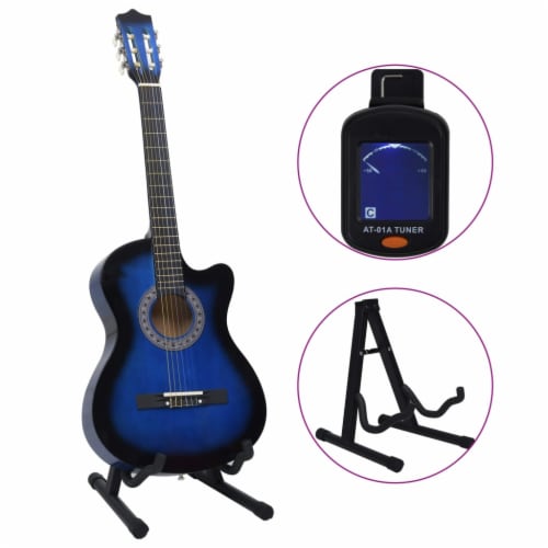 vidaXL 12 Piece Western Classical Guitar Set with 6 Strings Blue 38 Perspective: top