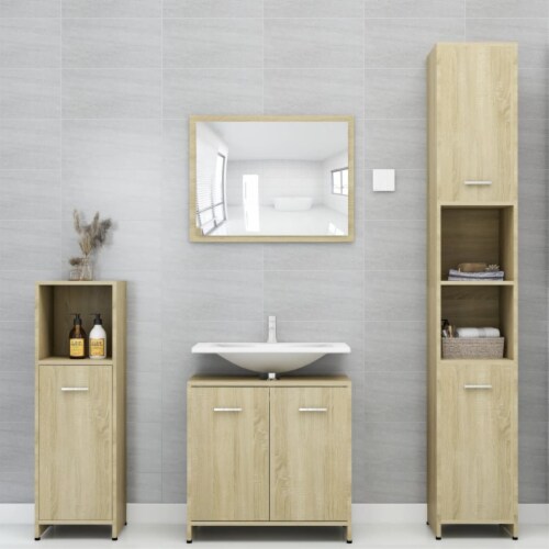vidaXL Bathroom Furniture Set Sonoma Oak Engineered Wood Perspective: top
