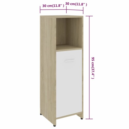 vidaXL Bathroom Cabinet White and Sonoma Oak 11.8 x11.8 x37.4  Engineered Wood Perspective: top
