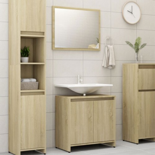 vidaXL Bathroom Furniture Set Sonoma Oak Engineered Wood Perspective: top