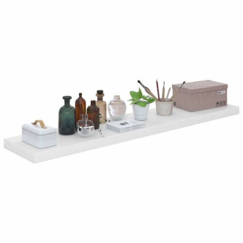 vidaXL Floating Wall Shelf High Gloss White 47.2 x9.3 x1.5 MDF Perspective: top