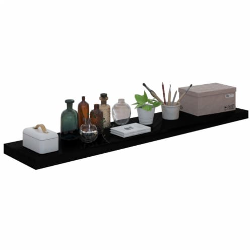 vidaXL Floating Wall Shelf High Gloss Black 47.2 x9.3 x1.5 MDF Perspective: top