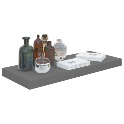 vidaXL Floating Wall Shelves 2 pcs High Gloss Gray 23.6 x9.3 x1.5  MDF Perspective: top