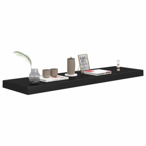 vidaXL Floating Wall Shelf Black 35.4 x9.3 x1.5 MDF Perspective: top