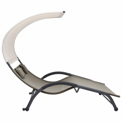vidaXL Double Sun Lounger with Canopy Textilene Taupe 1 Ralphs