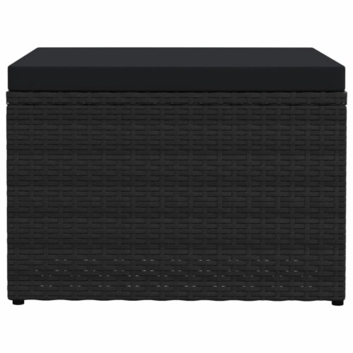 Vidaxl Garden Footstool With Cushion Black Poly Rattan Perspective: top
