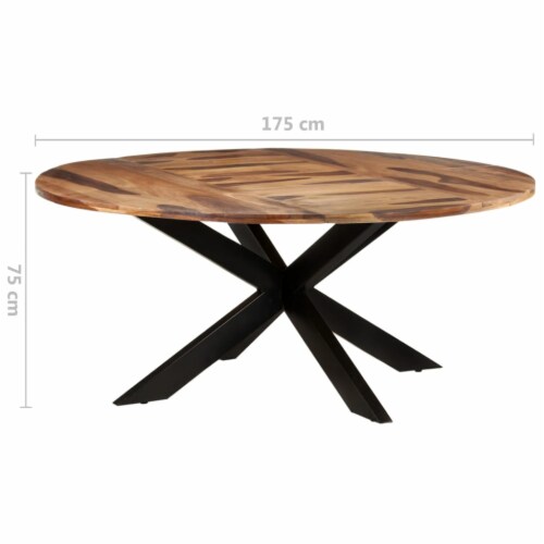 vidaXL Dining Table Round 68.9 x29.5 Acacia Wood with Honey Finish Perspective: top
