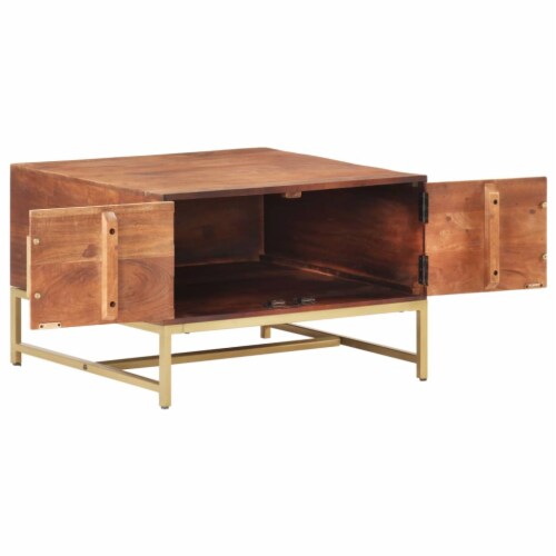 vidaXL Coffee Table Honey Brown 26.4 x26.4 x17.7 Solid Acacia Wood Perspective: top