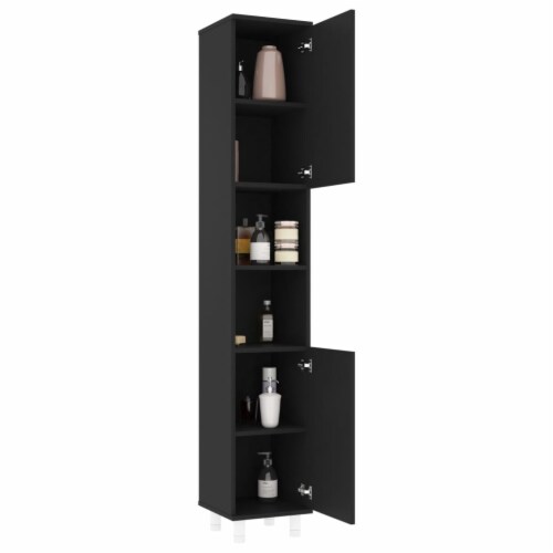 vidaXL Bathroom Cabinet Black 11.8 x11.8 x70.5 Engineered Wood Perspective: top