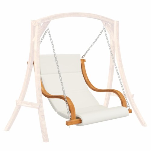 vidaXL Swing Chair with Cream Cushion Bent Wood with Teak Finish Perspective: top