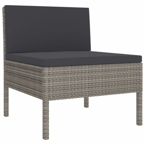 vidaXL 6 Piece Patio Lounge Set with Cushions Poly Rattan Gray 6