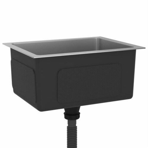 vidaXL 17.3-inch Kitchen Sink with Strainer Top-Mount Sink Single Bowl Silver Perspective: top