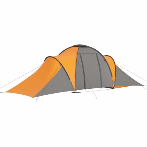 vidaXL Camping Tent 6 Persons Gray and Orange Perspective: top