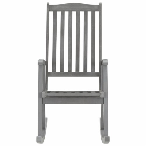 vidaXL Rocking Chair with Cushions Gray Solid Acacia Wood Perspective: top
