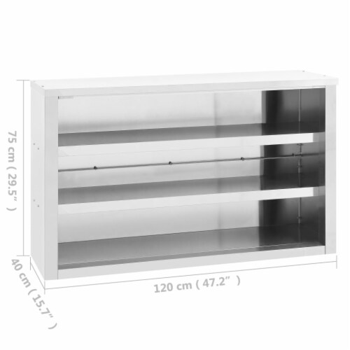 vidaXL Kitchen Wall Cabinet 47.2 x15.7 x29.5  Stainless Steel Perspective: top
