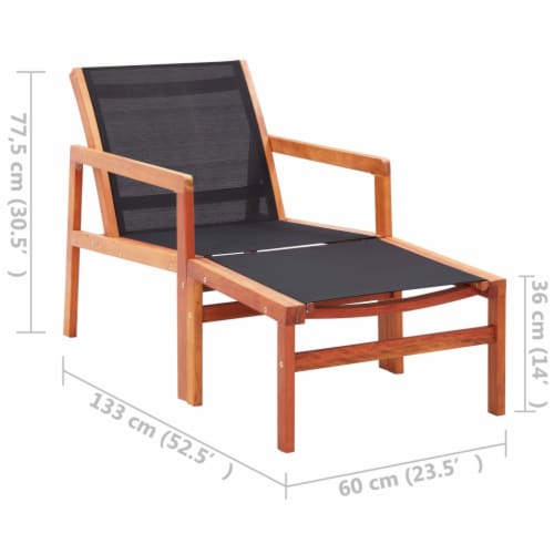 vidaXL Patio Chair with Footrest Solid Eucalyptus Wood and Textilene Perspective: top