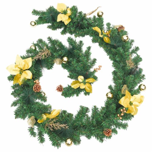 vidaXL Christmas Garland with LED Lights Green 106.3 PVC Perspective: top