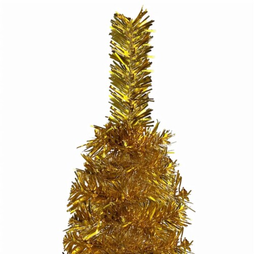 vidaXL Slim Christmas Tree Gold 5 ft Perspective: top