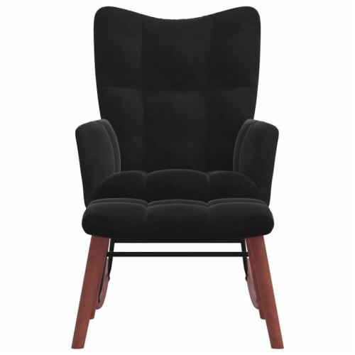 vidaXL Rocking Chair with Ottoman Black Velvet Perspective: top