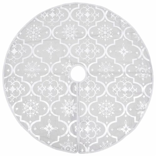 vidaXL Luxury Christmas Tree Skirt with Sock White 3 ft Fabric Perspective: top