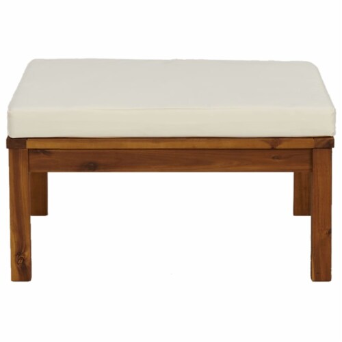 Vidaxl Footrest With Cream White Cushion Solid Acacia Wood Perspective: top