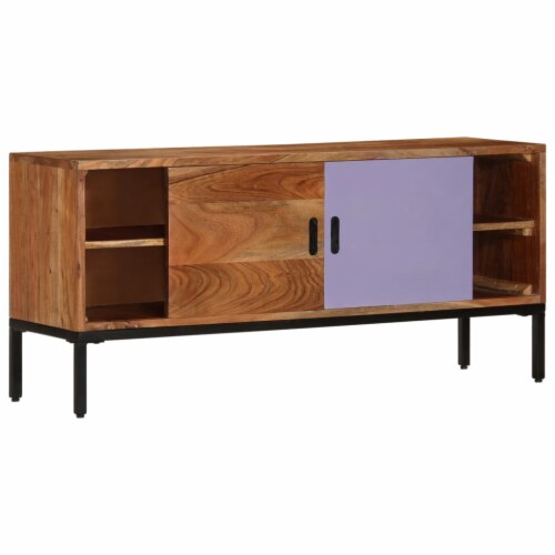 vidaXL TV Stand Honey Brown and Gray 43.3 x11.8 x19.7 Solid Wood Acacia Perspective: top