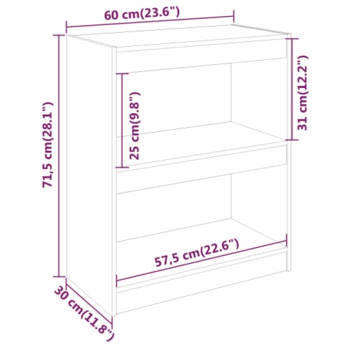vidaXL Book Cabinet/Room Divider White 23.6 x11.8 x28.1 Solid Wood Pine Perspective: top