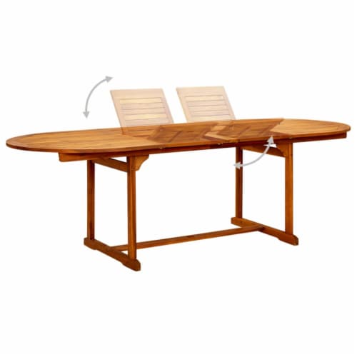 vidaXL Garden Dining Table (63 -94.5 )x39.4 x29.5 Solid Acacia Wood Perspective: top