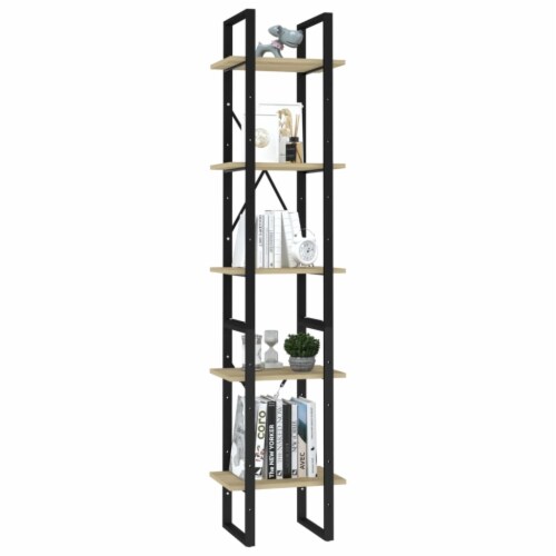 vidaXL 5-Tier Book Cabinet Sonoma Oak 15.7 x11.8 x68.9  Engineered Wood Perspective: top