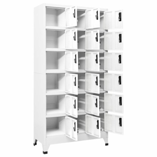 vidaXL Locker Cabinet White 35.4 x15.7 x70.9 Steel Perspective: top